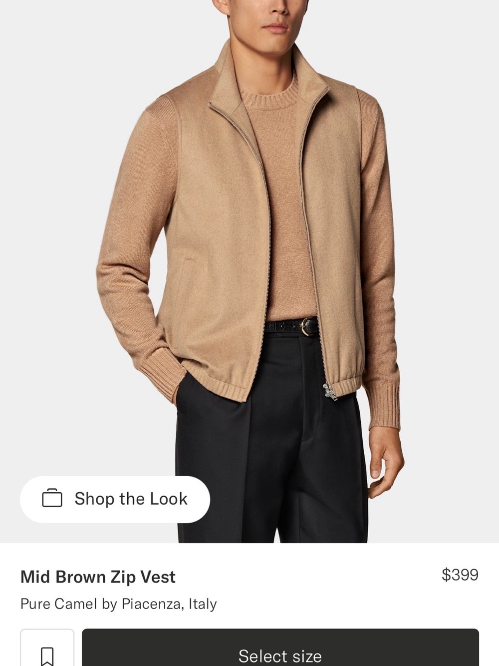 Suitsupply Camel Zip-Up Vest